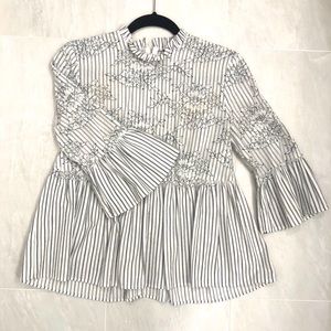 Black and White Lace/Cotton Blouse